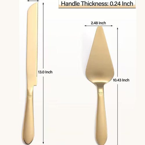 Personalized Wedding Cake Cutting Set – Knife & Server in Gold, Silver, or Black