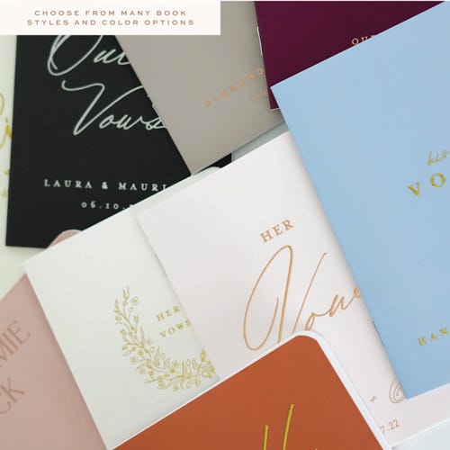 Personalized Wedding Vow Booklets – Blue & Gold Foil, Custom His & Her Vow Books