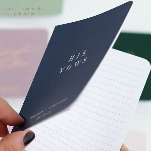 Personalized Wedding Vow Booklets – Blue & Gold Foil, Custom His & Her Vow Books