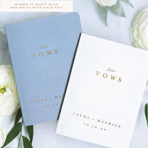 Personalized Wedding Vow Booklets – Blue & Gold Foil, Custom His & Her Vow Books