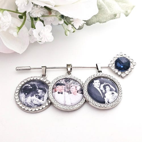 Custom "Something Blue" Photo Memory Charm for Bridal Bouquet