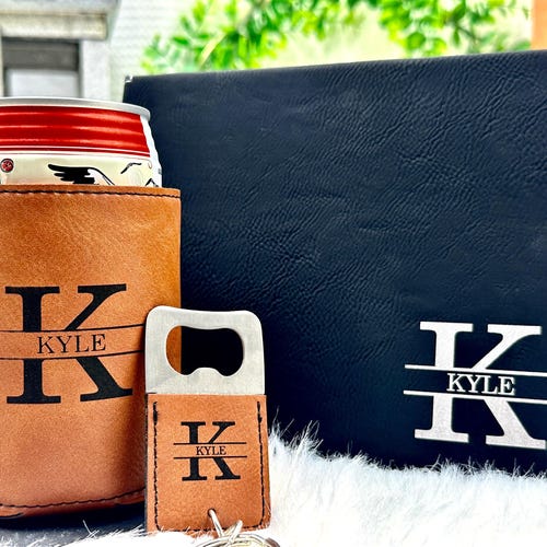 Personalized Can Cooler with Bottle Opener for Groomsmen