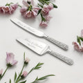 Personalized Gold & Silver Wedding Cake Cutting Set with Engraving