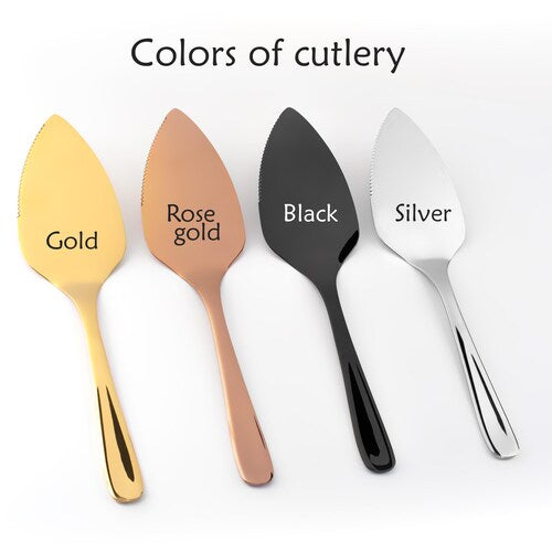 Personalized Wedding Cake Cutting Set with Forks – Engraved Cake Server Set