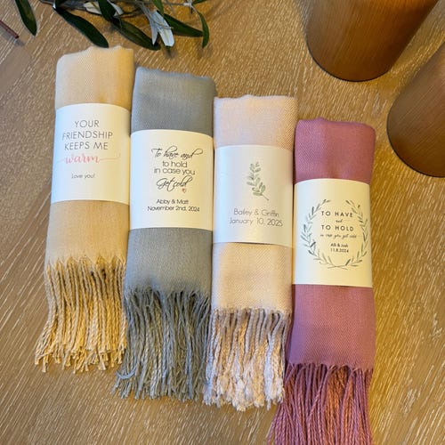 Wedding Favor Pashmina Shawls with Custom Band
