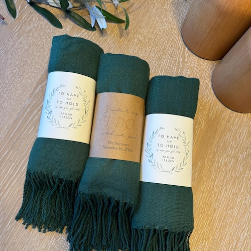 Wedding Favor Pashmina Shawls with Custom Band