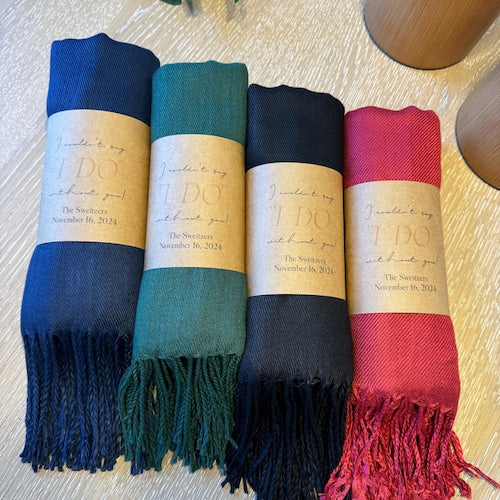 Wedding Favor Pashmina Shawls with Custom Band
