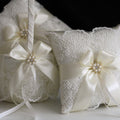 Flower Girl Basket and Ring Bearer Pillow Set – Ivory Wedding Accessories with Lace and Satin